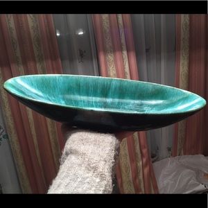 Blue Decorative Accent Bowl with Glossy Finish